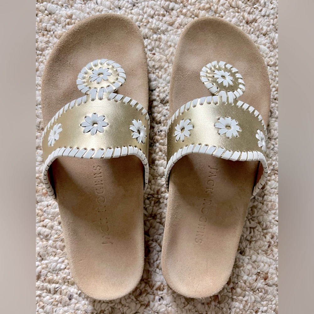 Jack Rogers - Jacks Comfort Sandals - size 6.5 - PLATINUM/WHITE